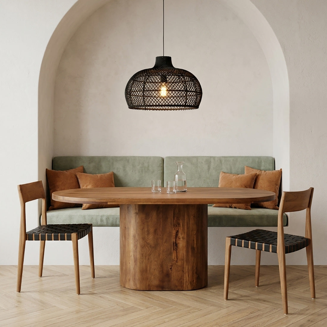 Bullnose oblong mangotræ spisebord oval - 180 cm