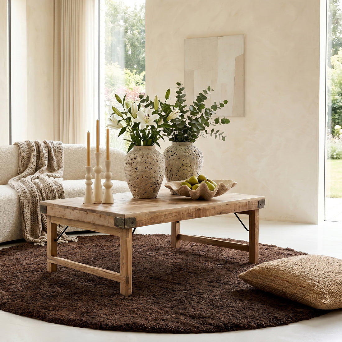Kalket foldbart sofabord - 120x75x45 cm