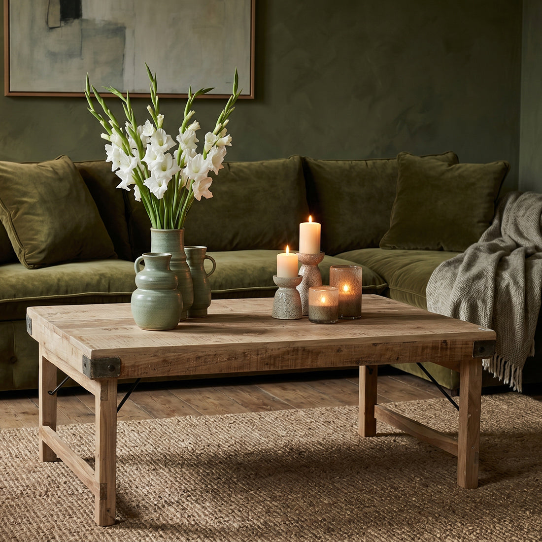 Kalket foldbart sofabord - 120x75x45 cm