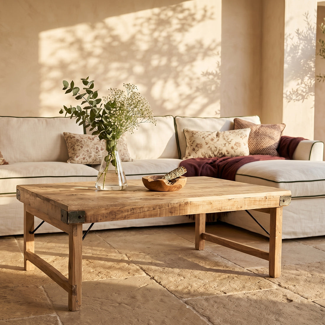 Kalket foldbart sofabord - 120x75x45 cm