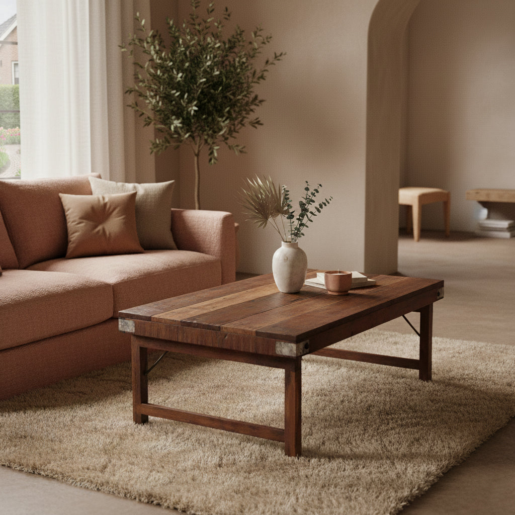 Brunt sammenklappeligt sofabord - 120x75x45 cm