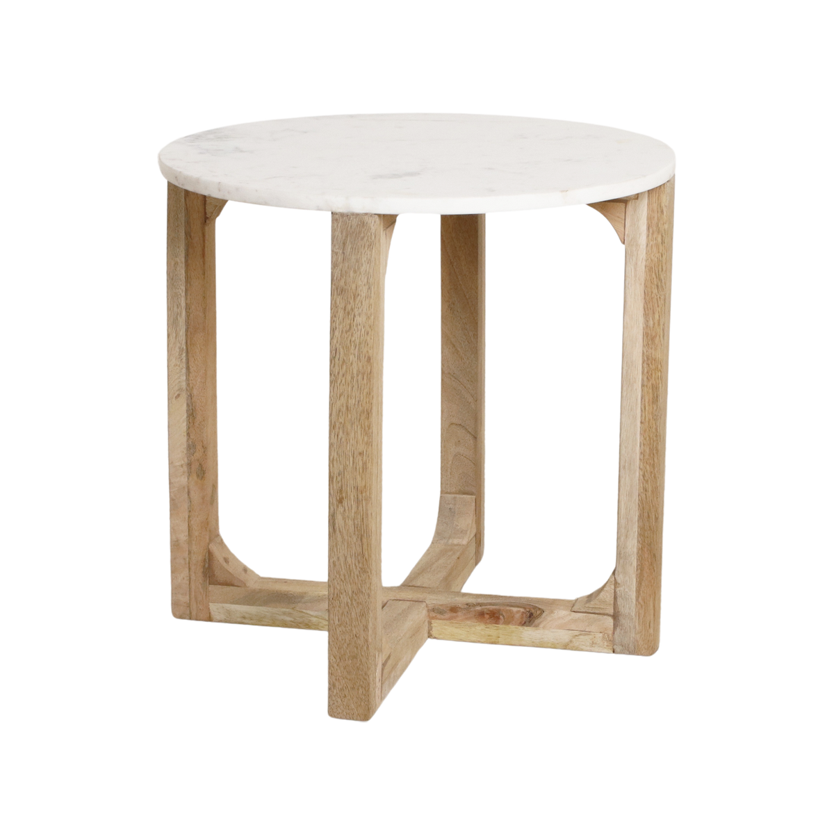 Rundt sidebord i marmor - hvid