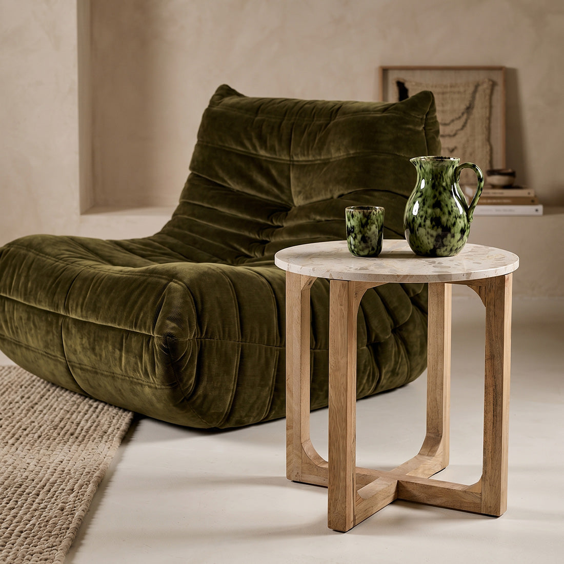 Marmor sidebord creme - 50x50x50 cm