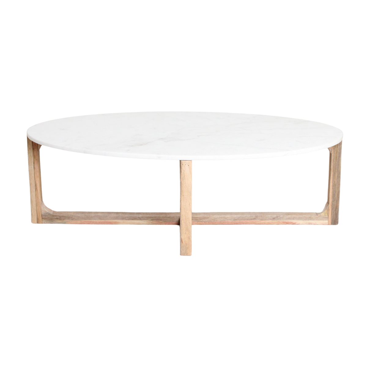 Ovalt sofabord i marmor - Hvid - 120x60x38 cm