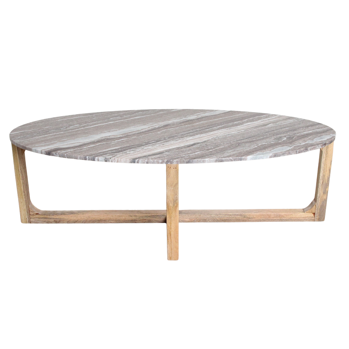 Ovalt sofabord i marmor - Fantasy brun - 120x60x38 cm