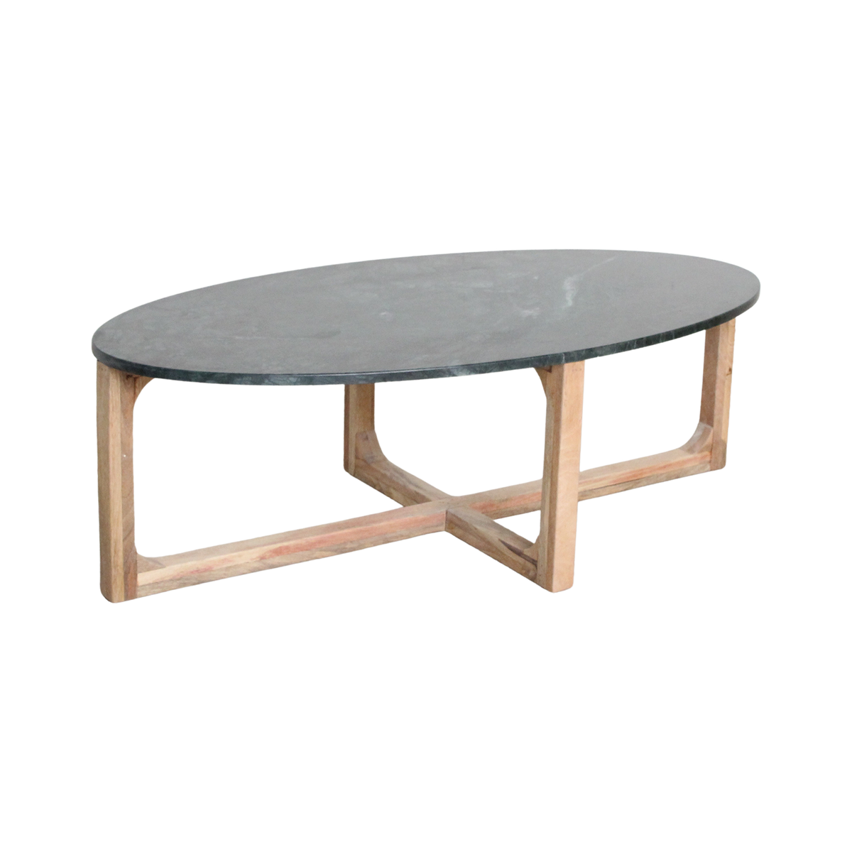 Ovalt sofabord i marmor - Grøn - 120x60x38 cm