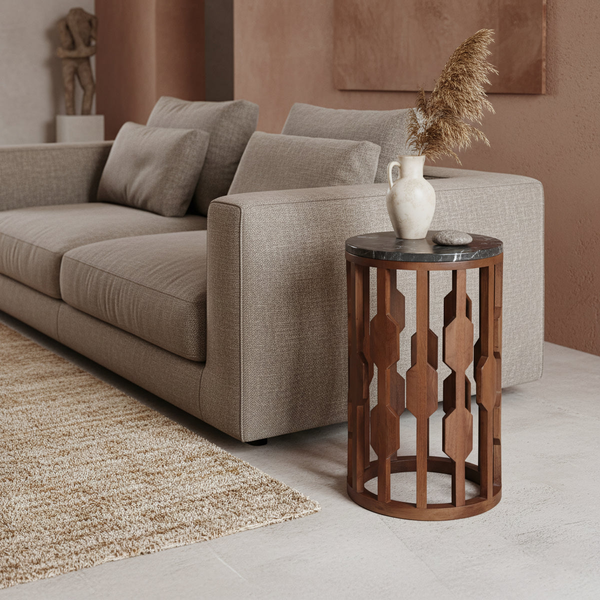 Lampung marmor-sidebord - sort