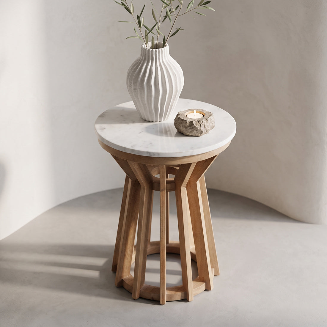 Sarawak marmor sidebord - hvid