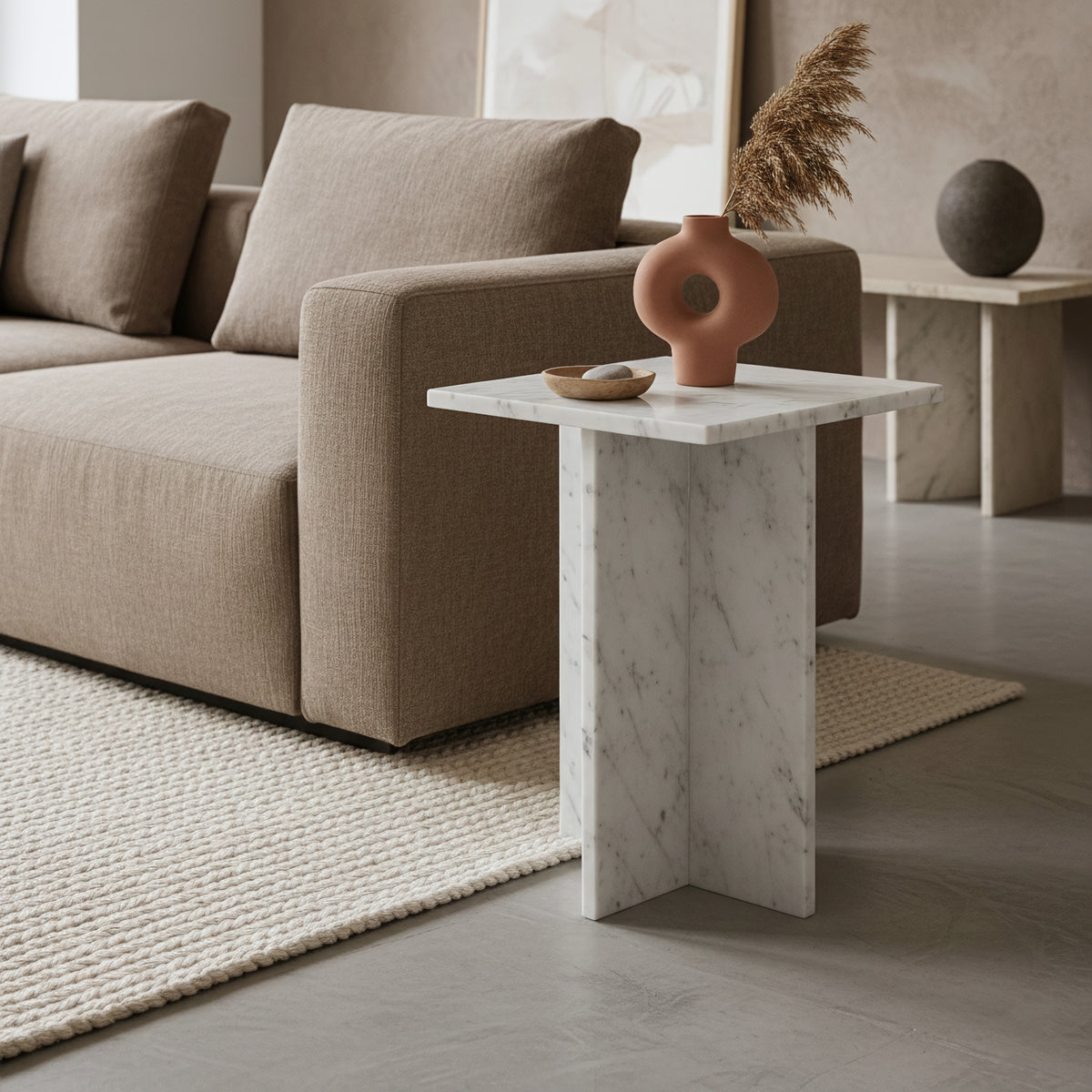 Beijing hvidt marmorsidebord - 35x35x50 cm