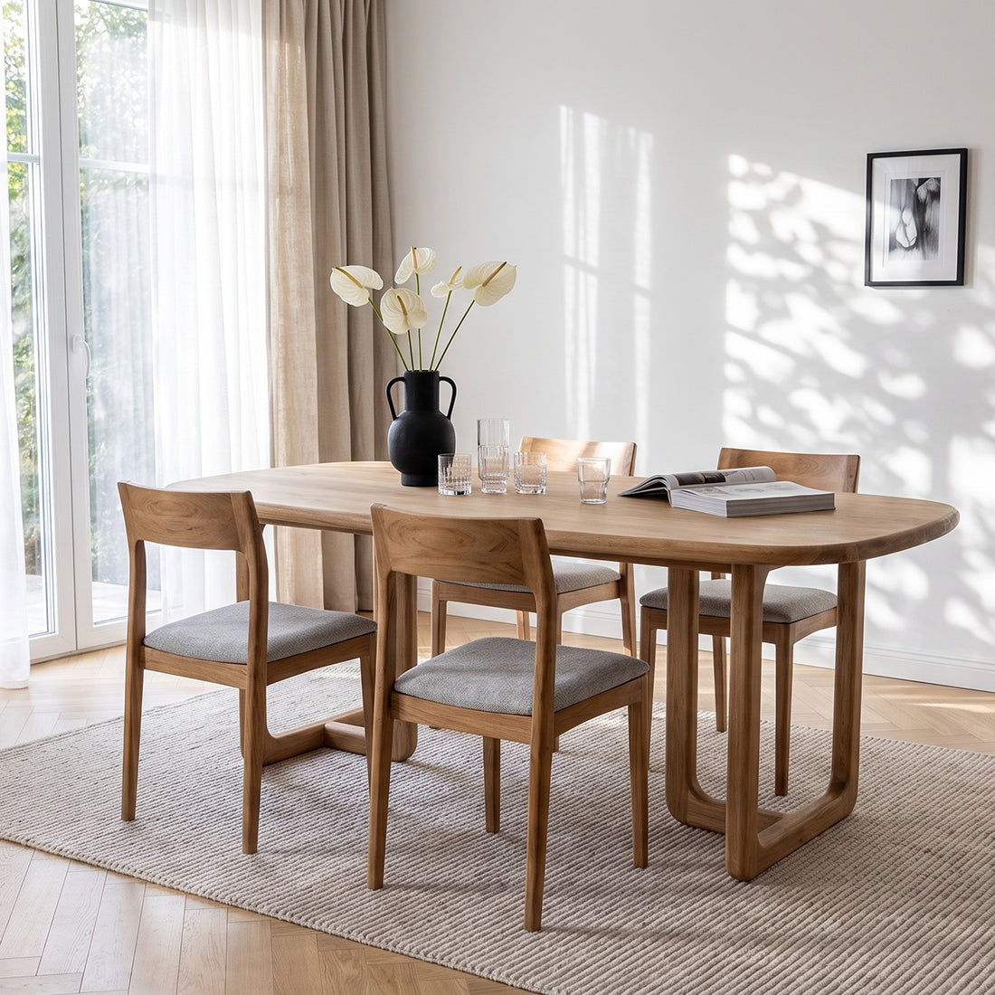 Invierno spisebord i teak - 200 cm