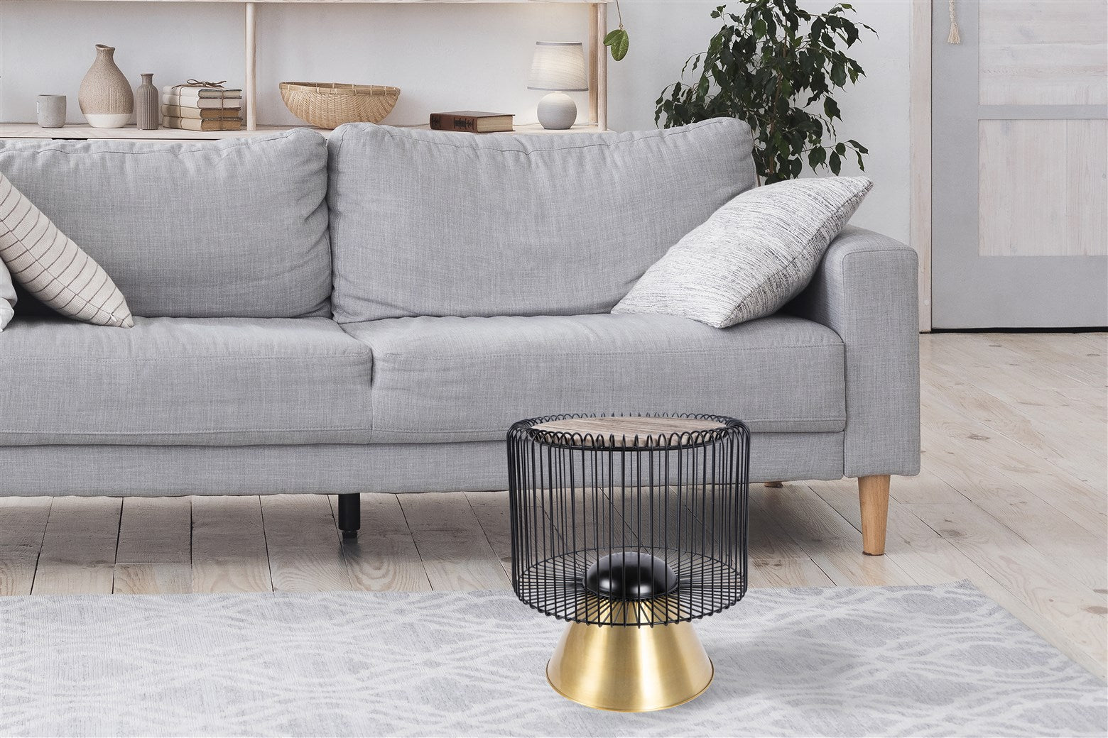 Sidebord Malibu 100 – Brun / Sort / Guld - Nordic Unique