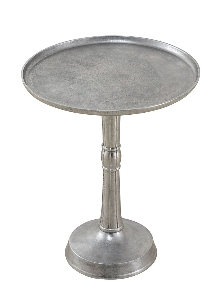 Sidebord rund klassisk design sølv, midterfod i metal