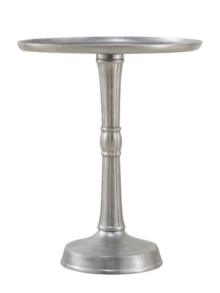 Sidebord rund klassisk design sølv, midterfod i metal