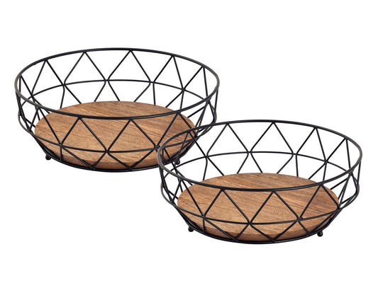 Frugtkurv Sæt 2 Stykker ø 28 H 10 cm Metal sort