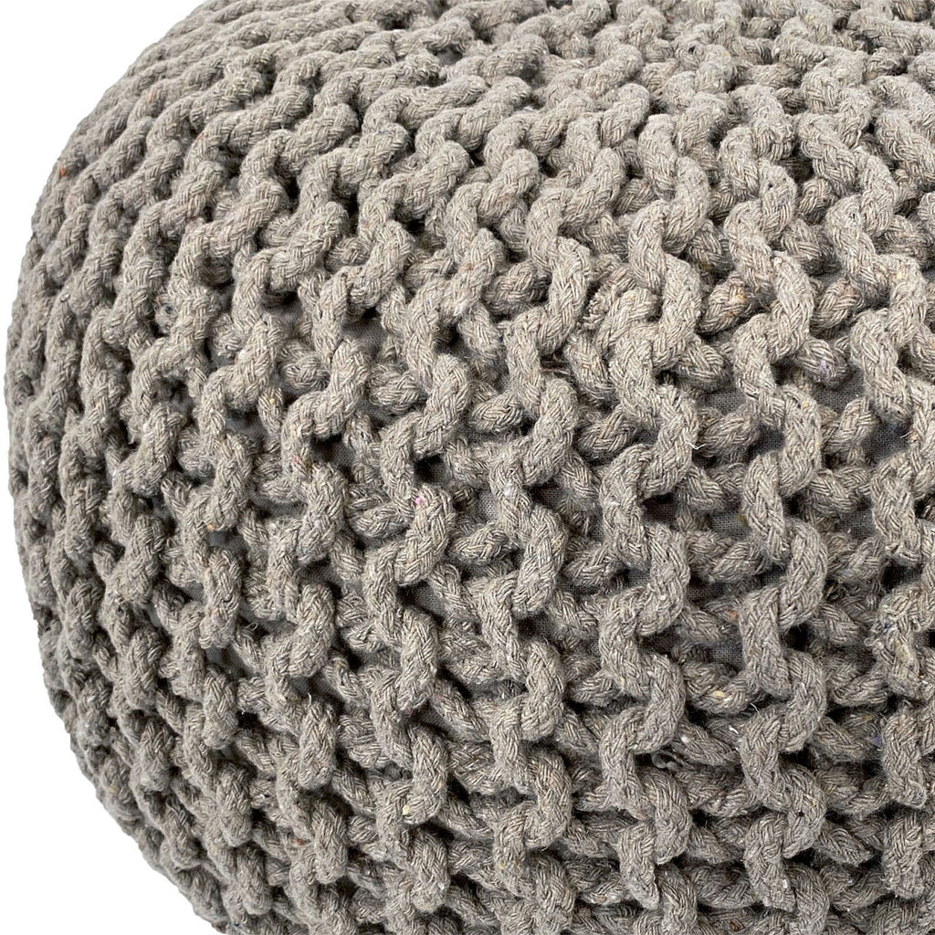 Puf/strikpuf grovstrik Ø55x37cm beige - Nordic Unique