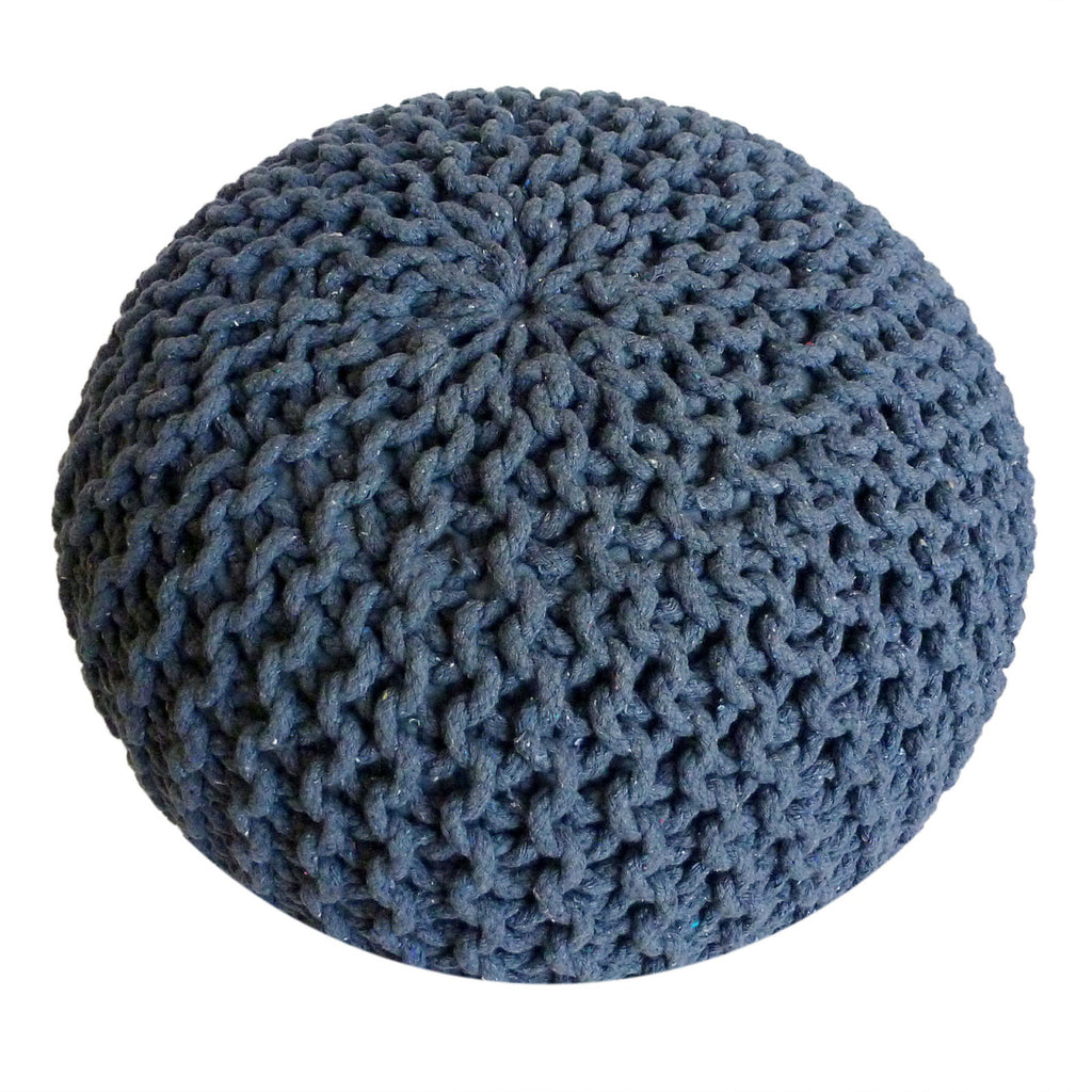 Puf/strikpuf grovstrik Ø55x37cm blå