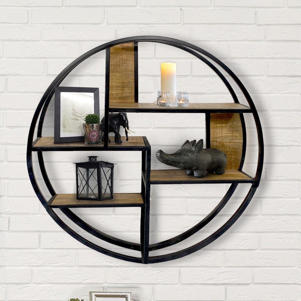 Væghængt reol/hylde 80x80x20cm i metal og træ